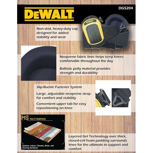  Custom Leathercraft DEWALT DG5204 Professional Kneepads with Layered Gel and Neoprene Fabric Liner