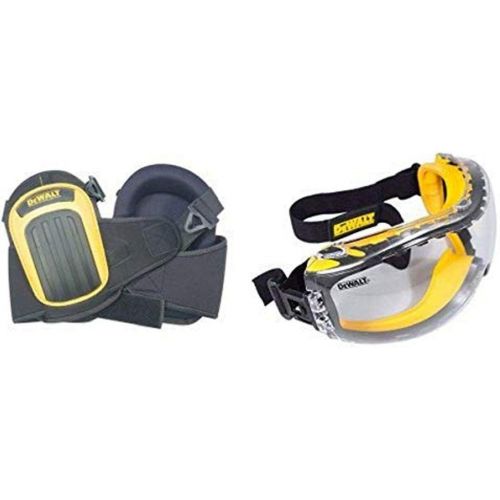  Custom Leathercraft DEWALT DG5204 Professional Kneepads with Layered Gel with DPG82-11 Concealer Clear Anti-Fog Dual Mold Safety Goggle