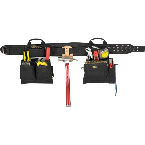  [아마존베스트]CLC Custom Leathercraft 5608 4 Piece Carpenters Combo Tool Belt, Double-Tongue Steel Roller Buckle, 17-Pocket