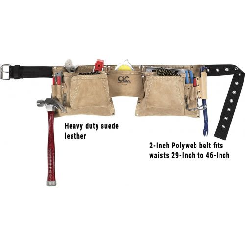  CLC Custom Leathercraft 527X Heavy Duty Top Grain Suede Construction Work Apron, 2 Hammer Loops, 12 Pocket