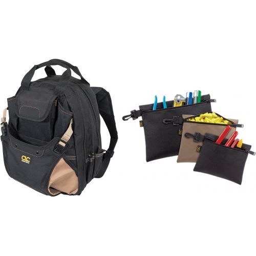  Custom Leathercraft CLC 1134 Carpenters Tool Backpack with 44 Pockets and Padded Back Support