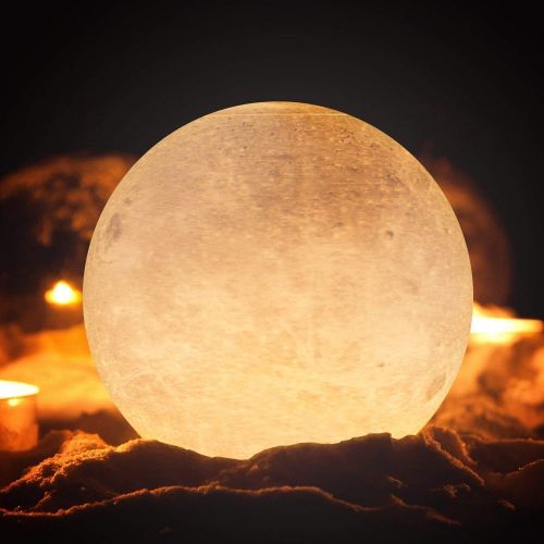  Custom made light stand Custom-Built Moon Night Light with Your Special Picture & Text, 2-Color Changeable LED Moon Lamp with Stand & Touch Control,3D Printed Full Moon Light