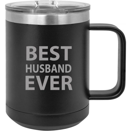 CustomGiftsNow Best Husband Ever Stainless Steel Vacuum Insulated 15 Oz Travel Coffee Mug with Slider Lid, Black
