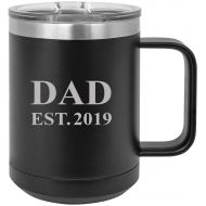 CustomGiftsNow Dad Established EST. 2019 Stainless Steel Vacuum Insulated 15 Oz Travel Coffee Mug with Slider Lid, Blue