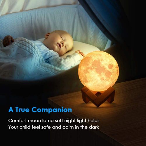  Customized moon lamp Moon Light Customizable with Picture & Words as Perfect Gift for Loved Ones, LED USB Charging Lunar Lamp with Stand and Touch Control, 2 Colors (White & Yellow) Changeable, 7.9 Inc