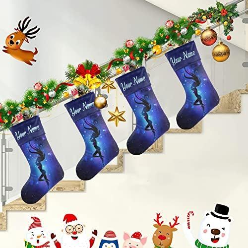  customjoy Dancing Girl Personalized Christmas Stocking with Name Xmas Tree Fireplace Hanging Decoration Gift 17.52.7.87 Inch