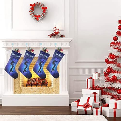  customjoy Dancing Girl Personalized Christmas Stocking with Name Xmas Tree Fireplace Hanging Decoration Gift 17.52.7.87 Inch