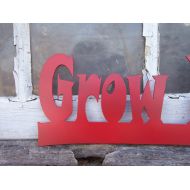 Custommetalart Grow Damnit Garden Stake in Bold Red, metal garden stake, metal garden sign, metal garden art, metal yard art, custom metal sign