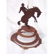 Custommetalart Cowboy and Bronco Metal Garden Sculpture, metal garden art, western metal art, yard art, metal yard art