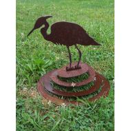 Custommetalart Metal Heron Wind Dancer, metal garden art, metal heron sculpture, metal outdoor heron, metal yard art