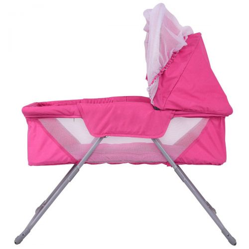  Custpromo Foldable Baby Bassinet Rocking Bed with Mosquito Net, Baby Bassinet with Carrying Bag