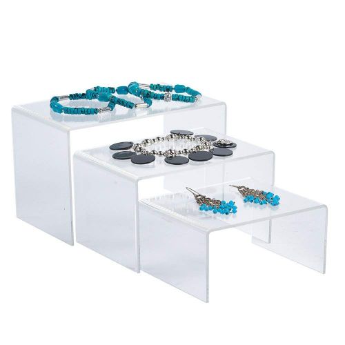  CuteBox 12 Piece Set - Clear Acrylic Display Risers, Acrylic Clear Riser Sets Display Stand