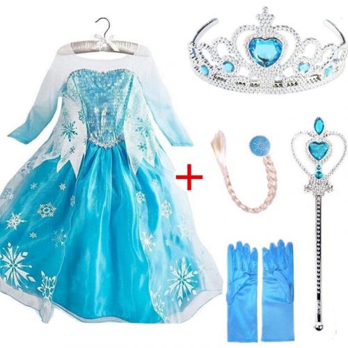  CuteGirl Kids Dresses Elza Costumes Anna Princess Dress Party Fantasia Clothing