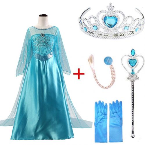  CuteGirl Kids Dresses Elza Costumes Anna Princess Dress Party Fantasia Clothing