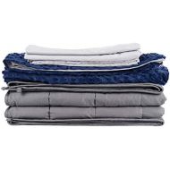 [아마존핫딜][아마존 핫딜] CuteKing Weighted Blanket 3 Pieces Set 80x87 Inches for Queen or King Size Bed, 25lbs for Individual or Couple Weighing More Than 200lbs, 1 Heavy Blanket 2 Duvet Covers for Hot or