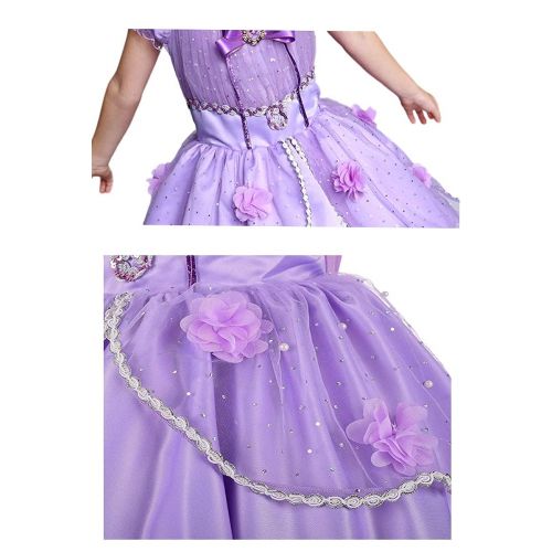  CuteMe Little Girls Princess Sofia Costume Dress up Cosplay Fancy Party Dress