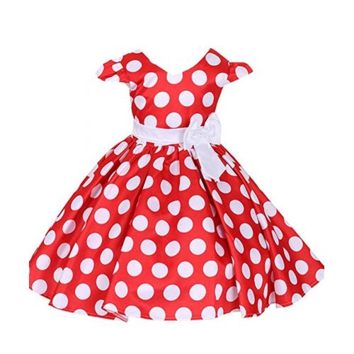  CuteMe Girls Polka Dots Cap Sleeves Princess Skirt Bowknot Tutu Dress Mouse Ears Headband