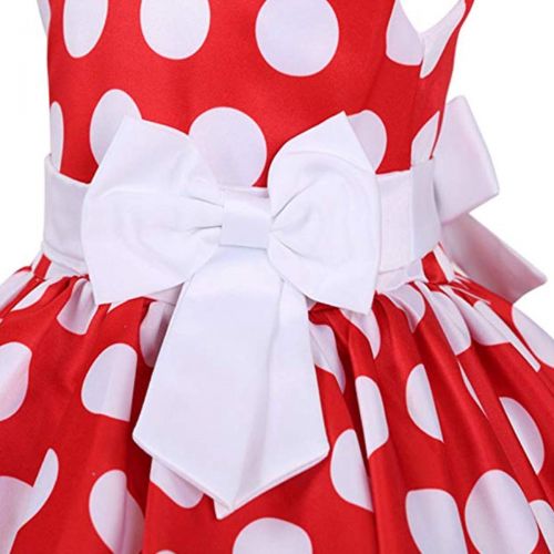  CuteMe Girls Polka Dots Cap Sleeves Princess Skirt Bowknot Tutu Dress Mouse Ears Headband