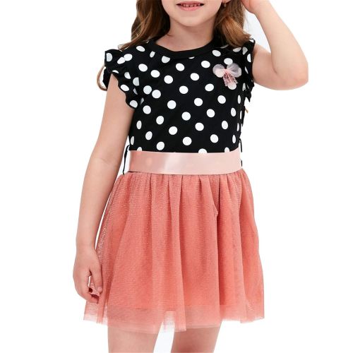  CuteMe Girls Polka Dots Cap Sleeves Princess Skirt Bowknot Tutu Dress Mouse Ears Headband
