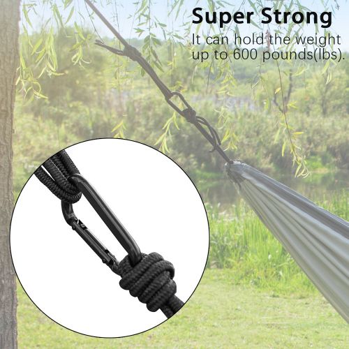  Cutequeen Newdora 2 Person Camping Hammock with Mosquito Net, Ultralight Portable Double Parachute Hammocks, Swing Sleeping Hammock Bed with Net and 2 x Hanging Ropes for Outdoor, Hiking, Ba