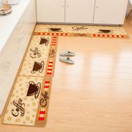 Cuteshower Non-Slip Kitchen Rug Rubber Backing Doormat Runner Mat Set (1 pc 20x31 inch, Coffee)