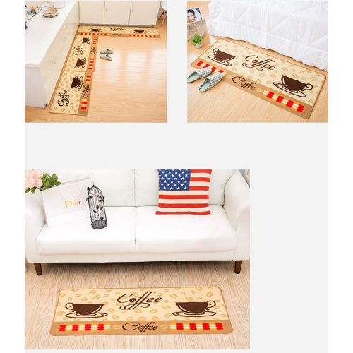  Cuteshower Non-Slip Kitchen Rug Rubber Backing Doormat Runner Mat Set (1 pc 20x31 inch, Coffee)