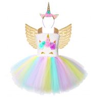 Cuteshower Girl Unicorn Costume, Baby Unicorn Tutu Dress Outfit Princess Party Costumes with Headband and Wings