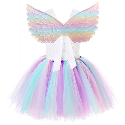  Cuteshower Girl Unicorn Costume, Baby Unicorn Tutu Dress Outfit Princess Party Costumes with Headband and Wings