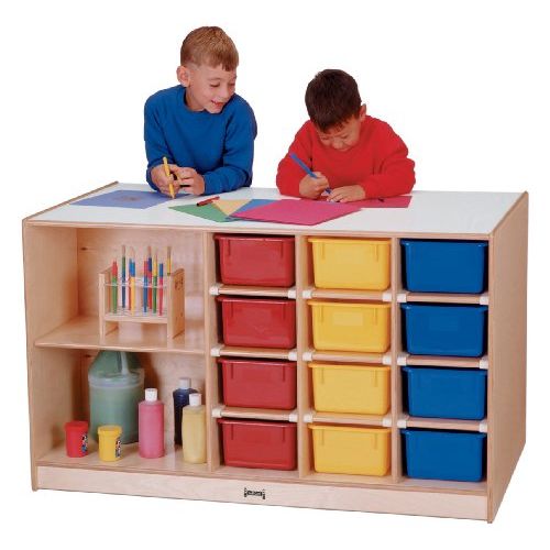  CutieBeauty jc Mobile Storage Island With Colored Trays - School & Play Furniture