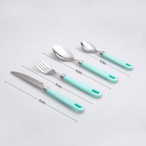  [아마존베스트]Cutiset 25 piece Stainless Steel Flatware Set with Hanging Caddy (Green, 25-Piece)