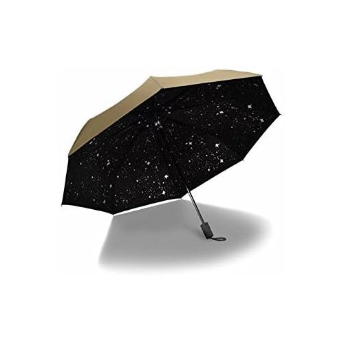  [아마존베스트]Cuzit Universe Star Sky Sky 3Folding Parasol Sun Protection UmbrellaChampagne Gold