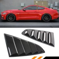 Cuztom Tuning Fits for 2015-2018 Ford Mustang S550 GT Painted Carbon Fiber Look Rear Side Window 1/4 Quarter Scoop Louver Cover