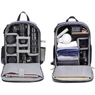 Cwatcun Camera Backpack DSLR SLR Camera Bag with 15.6 Inch Laptop Compartment For Canon Nikon Sony,Water Resistant Camera Backpack For Women and Men,Adjustable Tripod Holder,(Ⅱ Lar