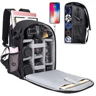 Cwatcun Camera Backpack with Extra Storage, DSLR SLR Water Resistant Camera Bag with 15.6 Laptop Compartment Fits Canon Nikon Sony Camera, Camera Case with Tripod Holder for Women