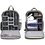 Cwatcun Camera Backpack DSLR SLR Camera Bag with 15.6 Inch Laptop Compartment For Canon Nikon Sony,Water Resistant Camera Backpack For Women and Men,Adjustable Tripod Holder (Ⅱ Lar