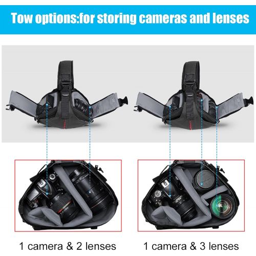  Cwatcun Sling Camera Bag Crossbody Camera Backpack Small Tripod Holder Camera Cases For Canon Nikon Sony DSLR Mirrorless Cameras and Accessories