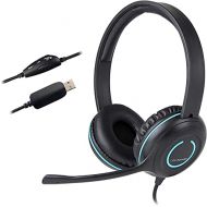 Cyber Acoustics Stereo USB Headset, in-line Controls for Volume & Mic Mute, Noise Cancelling Mic & Adjustable Mic Boom for PC & Mac, Perfect for Classroom, Home or Office (AC-5008A