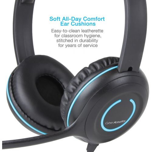  Cyber Acoustics Stereo USB Headset, in-line Controls for Volume & Mic Mute, Noise Cancelling Mic & Adjustable Mic Boom for PC & Mac, Perfect for Classroom, Home or Office (AC-5008A