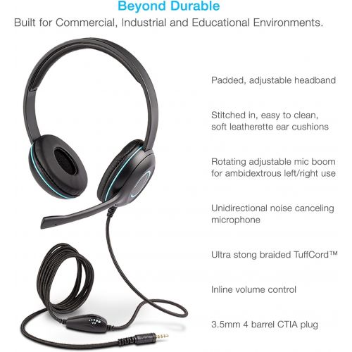  [아마존베스트]Cyber Acoustics 3.5mm Stereo Headset with Headphones and Noise Cancelling Microphone for PCs, Tablets, and Cell Phones in The Office, Classroom or Home (AC-5002A)