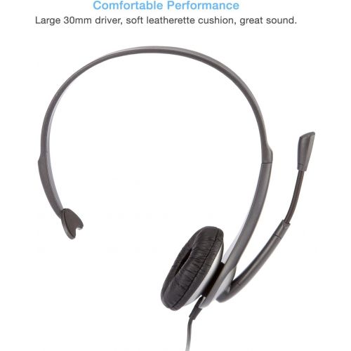  [아마존베스트]Cyber Acoustics Mono Headset, headphone with microphone, great for K12 School Classroom and Education (AC-104),Gray