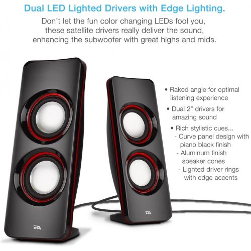  [아마존베스트]Cyber Acoustics Bluetooth Speakers with LED Lights  The Perfect Gaming, Movie, Party, Multimedia 2.1 Subwoofer Speaker System (CA-SP34BT)