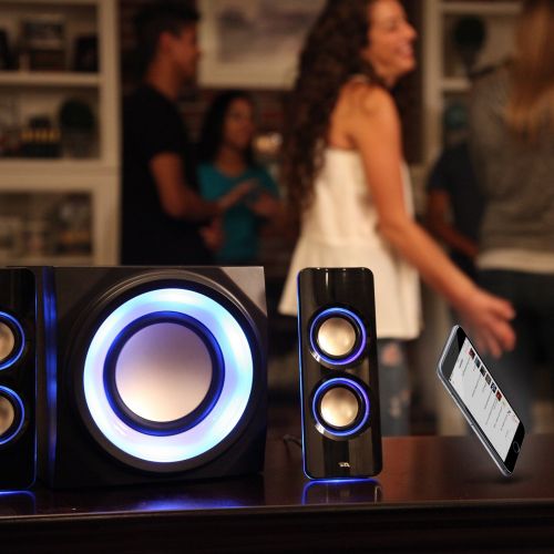  Cyber Acoustics Bluetooth Speakers with LED Lights  The Perfect Gaming, Movie, Party, Multimedia 2.1 Subwoofer Speaker System (CA-SP34BT)