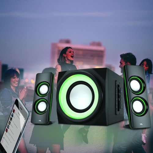  Cyber Acoustics Bluetooth Speakers with LED Lights  The Perfect Gaming, Movie, Party, Multimedia 2.1 Subwoofer Speaker System (CA-SP34BT)