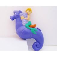 CyborgKitty Little Mermaid-Boy Riding Seahorse Squirt Toy-Burger King Kids Club Splash Collection-Disney Movie Character 1993 Purple Figure-Cake Topper