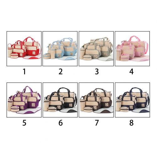  Cyclamen9 5Pcs Baby Nappy Changing Diaper Messenger Hospital Maternity Bag Set ， Waterpoor Mummy...