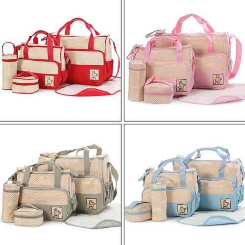  Cyclamen9 5Pcs Baby Nappy Changing Diaper Messenger Hospital Maternity Bag Set ， Waterpoor Mummy...