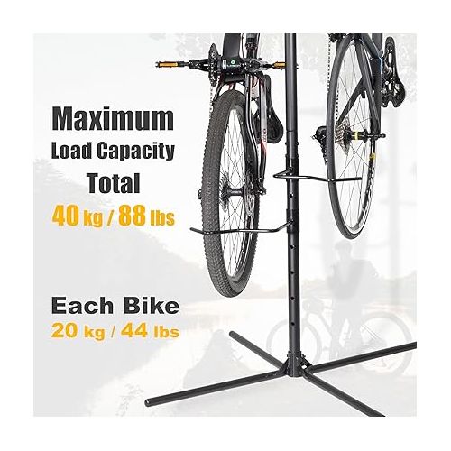  CyclingDeal Bike Vertical Freestanding Hanger Parking Rack - Fully Adjustable Gravity Storage Floor Stand - Safe & Secure for Hanging MTB Road Bicycles in Garage or Home