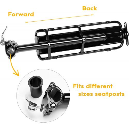  CyclingDeal Bike Bicycle MTB Quick Release Adjustable Alloy Seatpost Mount Rear Pannier Rack Carrier for Touring and Commuting
