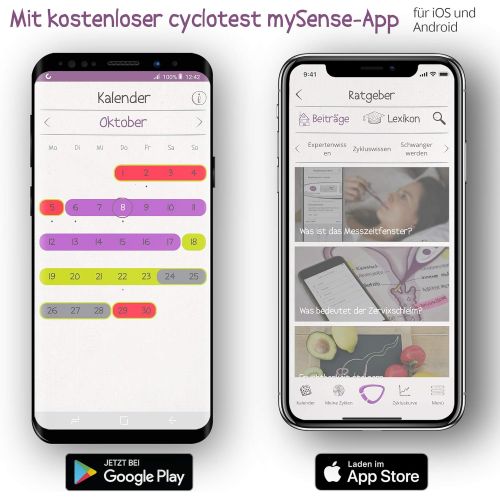  cyclotest mySense Basalthermometer digital mit Bluetooth und App fuer Eisprung-Tracking, hormonfreie Verhuetung, NFP und Zykluskontrolle