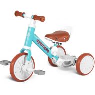 cycmoto 2 in 1 Balance Tricycle for 1 2 3 4 Years Kids Toddler Tricycle with 3 EVA Wheels, Classic Trike for Child (Pink, Blue,Purple)